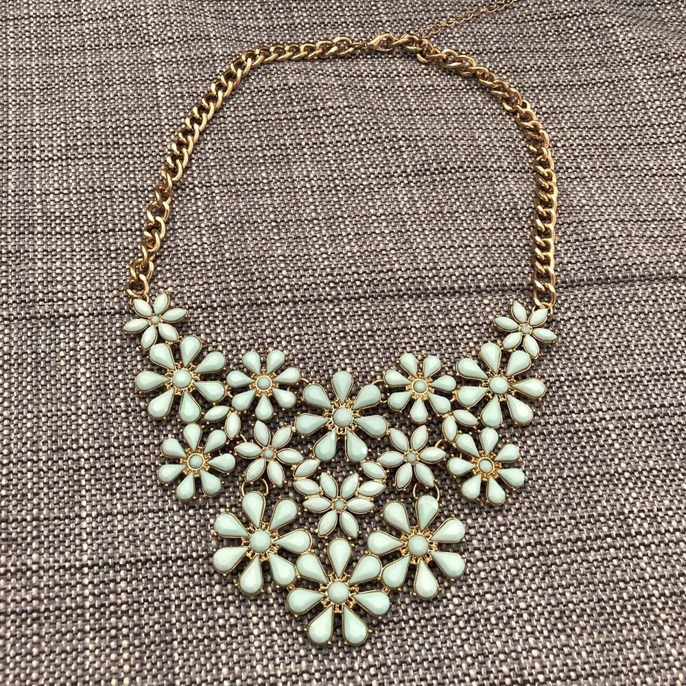 Statement Necklace Tiffany Blue flower